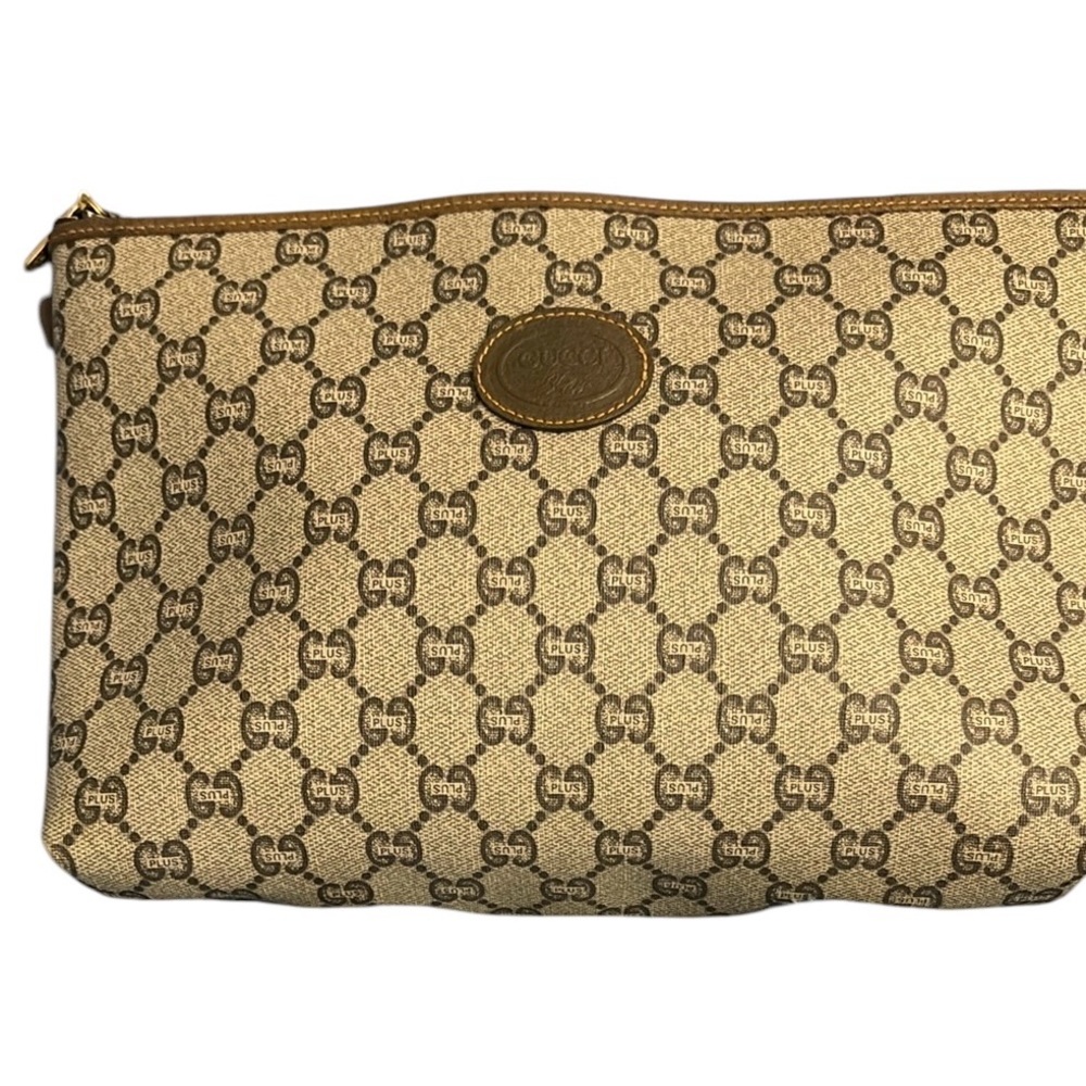 Gucci Cream and Brown Clutch with Interlocking G Logo - Picture 2 of 7